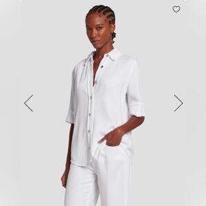 ELEGANT WHITE WOMEN  DENIM LUSTRE SHORT SLEEVE SHIRT